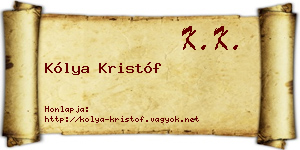 Kólya Kristóf névjegykártya